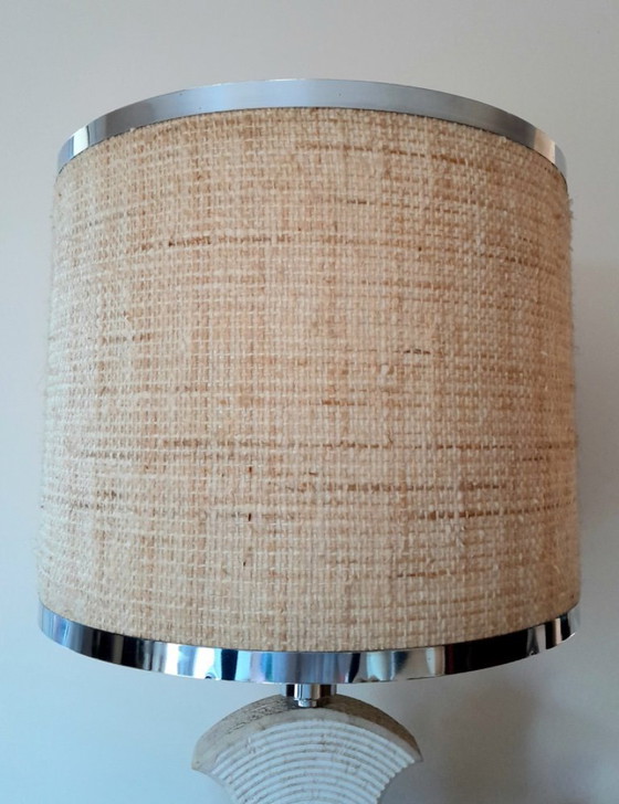 Image 1 of Brutalistische lamp in Gard stone en chroom 1970