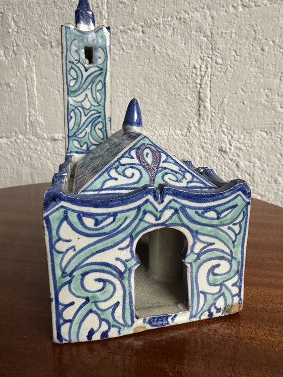 Image 1 of Antique Moroccan ceramic inkwell for illuminators