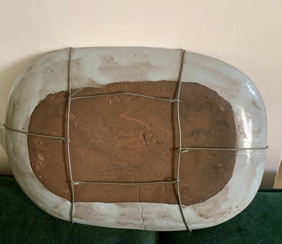 Large stoneware wall plate – champlevé fish decor – 50s-60s (Vallauris / Derval / Agard style) erased (photo 14 of 15)