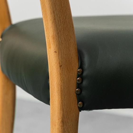 Image 1 of SET DI 6 SEDIE MODERNE VINTAGE ANNI '60 IN PELLE E LEGNO