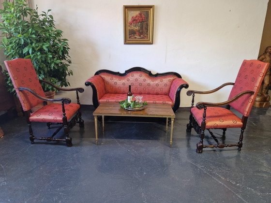 Image 1 of Sofá Art Nouveau antiguo recién tapizado