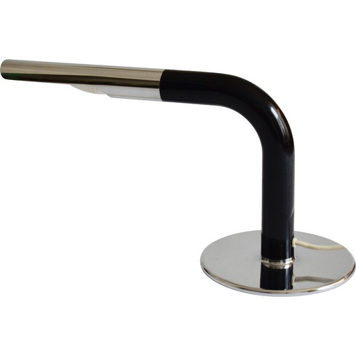 Lampe de table vintage "Gulp" en chrome et acier laqué noir par Ingo Maurer pour Design M, 1969