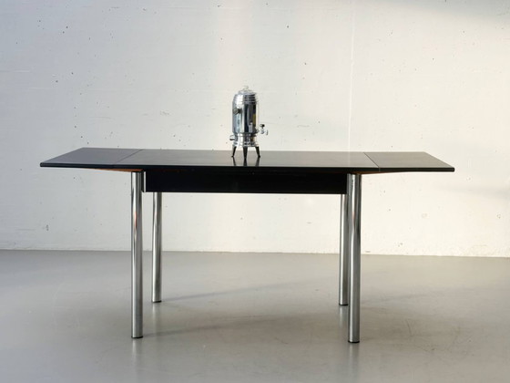 Image 1 of Extendable dining/kitchen table with chrome frame, 1980s