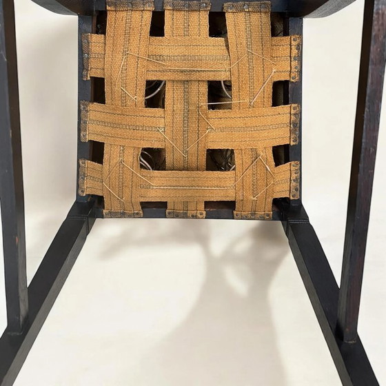 Image 1 of Set di 5 sedie imbottite Art Nouveau/Art Déco - rovere tinto scuro con rivestimento originale