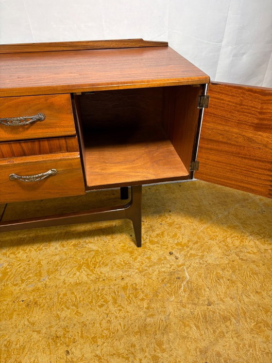 Image 1 of Mid-Century Retro Vintage Walnut Sideboard by Meredew 1960s  Sleek Design • British Craftsmanship • Stunning Walnut Grain 