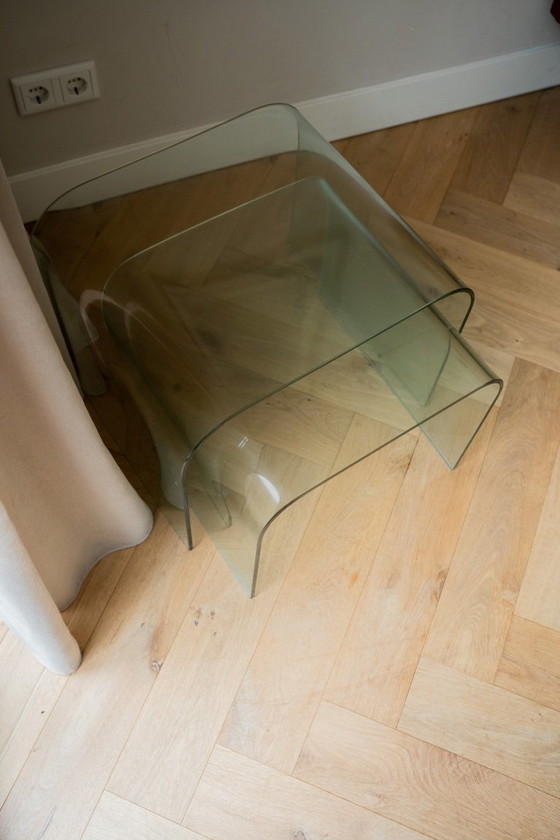 Ensemble de 2 tables basses vintage en verre effet cascade – Tables d'appoint, Glass (photo 2 of 11)