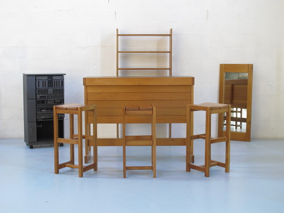 Image 1 of 1 Bar en 3 Hoge Solid Elm Krukken Gepubliceerd door Groupe Regain Jaar 80