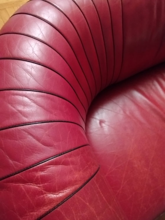 Image 1 of 2-seater sofa and leather armchair (sold together or separately)