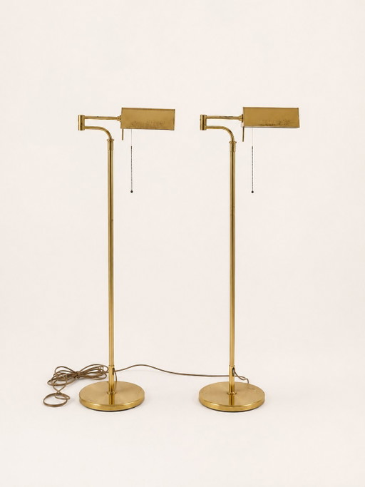 Lampada da terra regolabile in ottone stile vintage