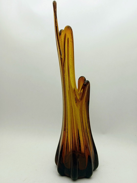 Image 1 of Vintage French Amber Glass Vase