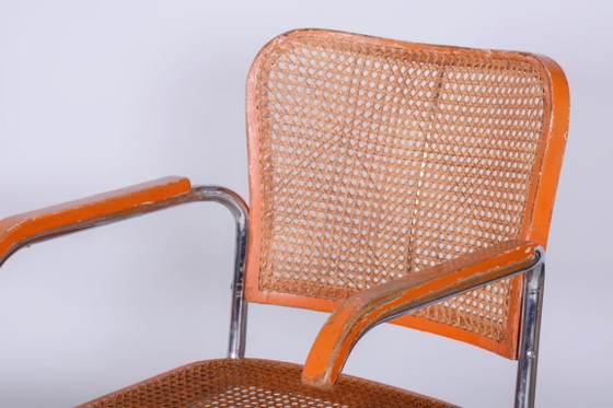 Set van twee originele fauteuils, van Robert Slezak, beukenhout, rotan, Tsjechië, jaren 1930 – Metal, Rattan (photo 2 of 10)