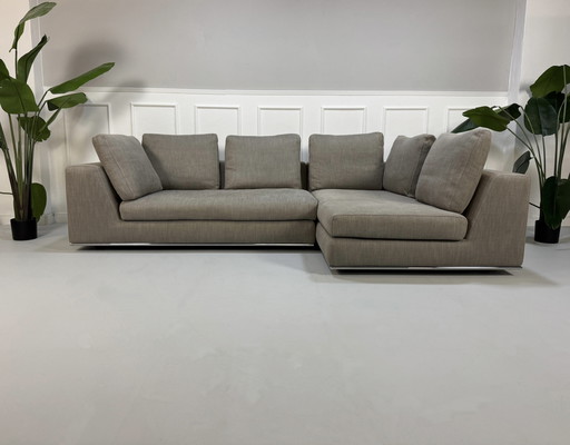 Minotti Hamilton Canapé Tissu Gris Canapé d'angle Chrome