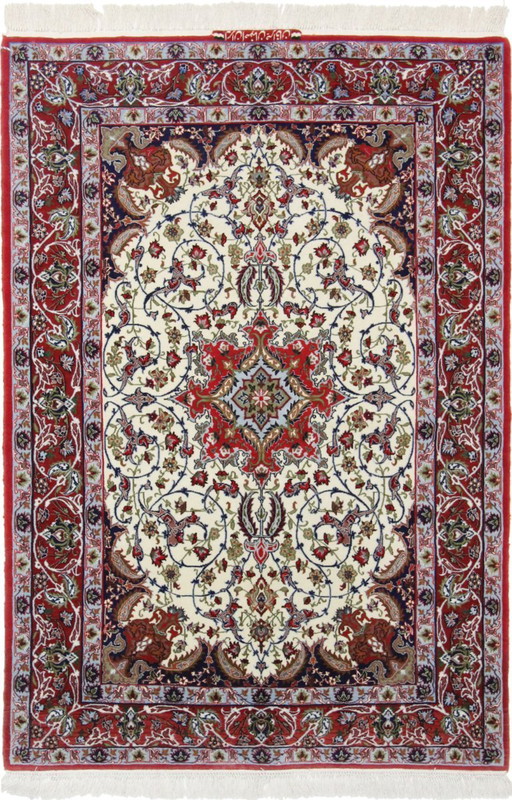Persian Carpet Old Isfahan Very Fine With Silk 160 X 110 Cm
