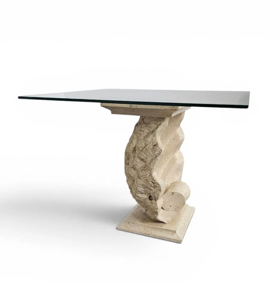 Magnussen Ponte consola o base de mesa en forma de concha con tapa de cristal original – Glass, Postmodern (photo 2 of 15)