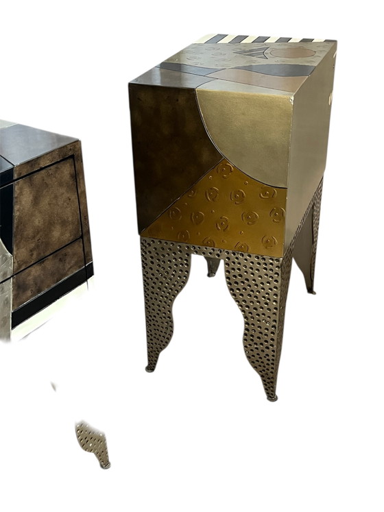 2x Cómoda Estilo Memphis, Mesitas de Noche De The Lam Lee Group – Metal, Wood (photo 11 of 15)