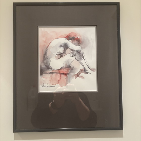 Image 1 of Acuarela “Desnudo en naranja”