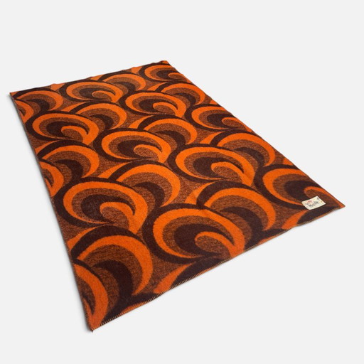 Aabe Vintage Wollen Deken Jaren 70 Oranje En Bruine – decoratieve objecten, Wool