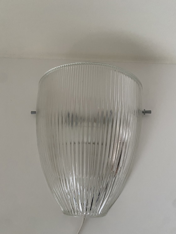 Image 1 of 2x Vintage Massive wall lamp - with ribbed glass shade.
