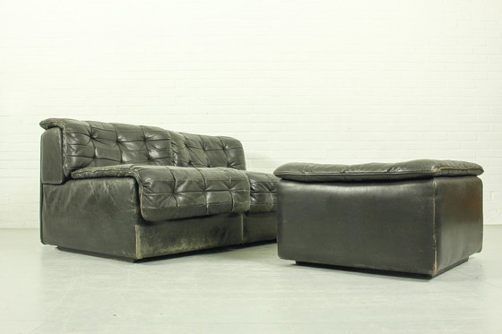 Image 1 of De Sede DS-11 Modular Lounge Set – Black Leather, 1970s Swiss Design