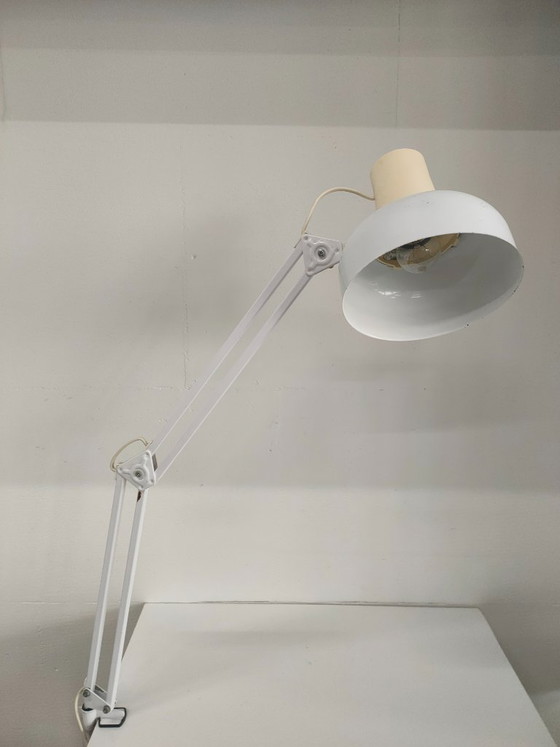 Image 1 of Scissor lamp Desk lamp Lival P12 white Finland 1970s