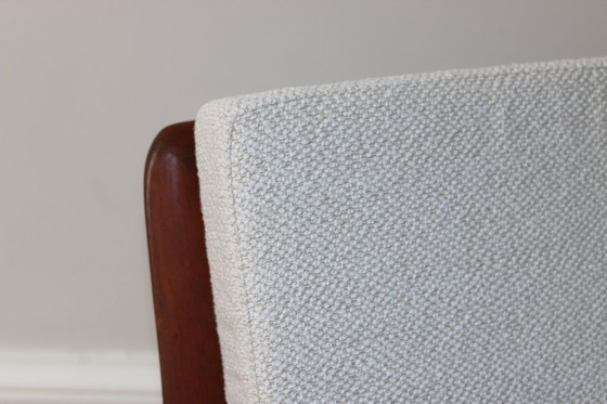 Paire de fauteuils scandinaves vintage teck 1960, Roche Bobois, Bois, Textile, Marron, Mid Century Modern (photo 11 sur 13)