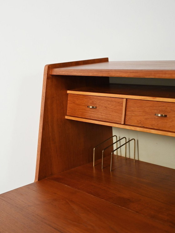 Image 1 of Secrétaire scandinavo in teak con specchio nascosto, anni '60