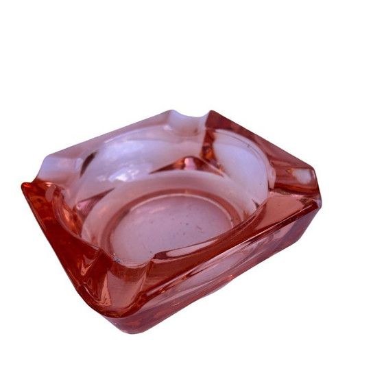 Image 1 of Posacenere in vetro rosso/salmone HSG Ząbkowice, Polonia 1970