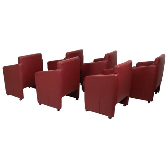Image 1 of Set di 6 sedie da pranzo rosse per divano