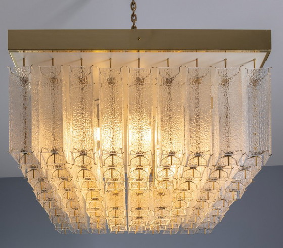 Image 1 of Lampada da soffitto Bohemian in vetro testurizzato e ottone, anni '60