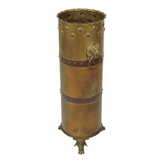 Unieke Obus Paraplubak XL Trench Art 1915 WO1 Leeuwenkoppen – Brass, Vintage (photo 5 of 25)