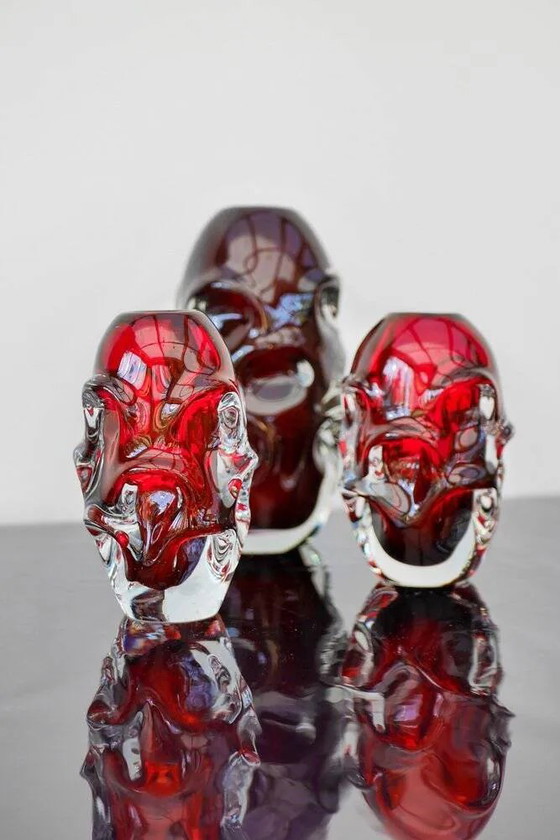 Image 1 of Red crystal vases by Augustsson for Åseda, set of 2