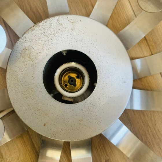 Image 1 of Suspension vintage fleur en rubans d’inox – Space Age années 1970