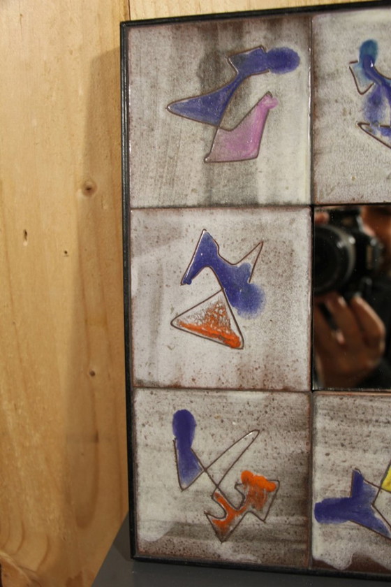 Image 1 of Vintage ceramic wall mirror by Juliette Derel - Vallauris
