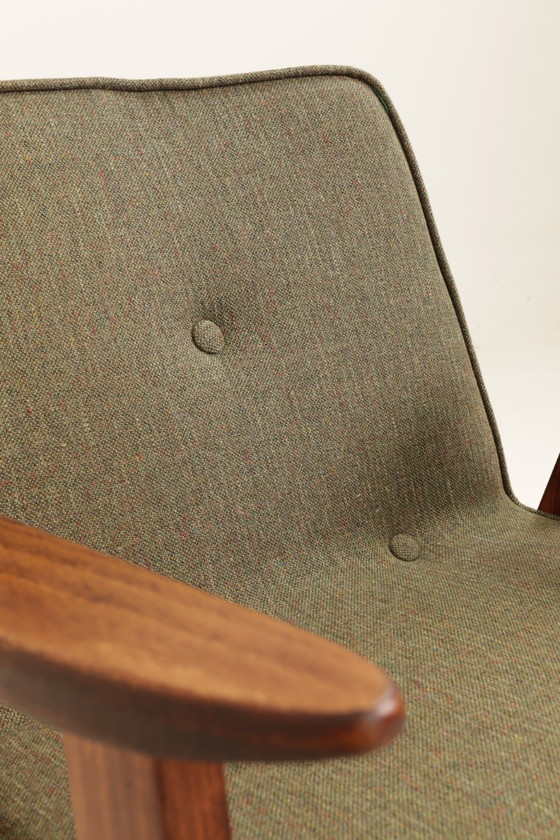 Image 1 of Coppia di poltrone lounge vintage con rivestimento in treccia verde, poltrone restaurate