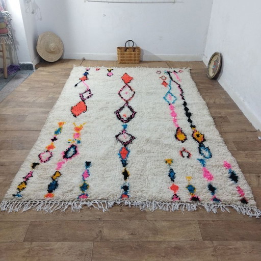 Colorful Beni Ourain Berber Rug – Groot Handgemaakt Marokkaans Tapijt (300 × 200 cm)