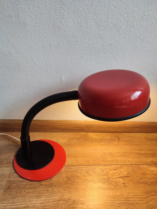 Vintage Space Age Italian desk lamp red black 1970s