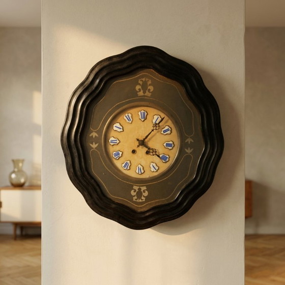 Image 1 of Vintage wandklok, houten kast, decoratieve wandklok uit het midden van de 20e eeuw, circa jaren 1950-1960