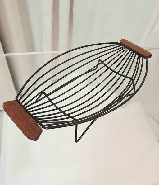 Mandkom met touwtjes, midden-eeuwse stijl, zwart/teak, jaren 60