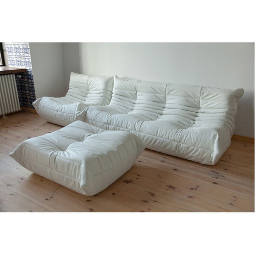 Vintage Togo sofa, fauteuil en poef door Michel Ducaroy voor Ligne Roset 1970