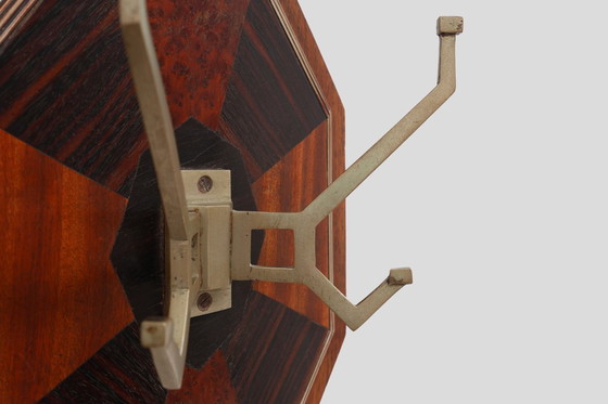 Image 1 of Perchero de pared Art Déco con marquetería geométrica, Francia, ca. 1930