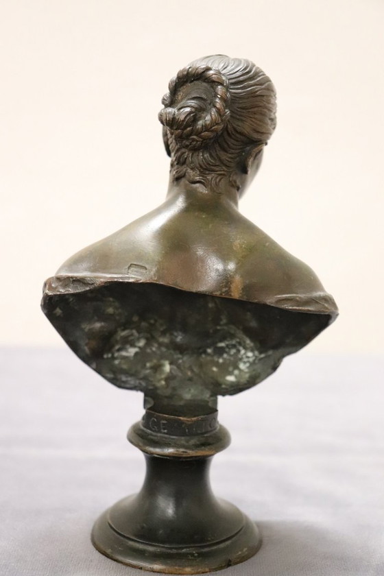 Image 1 of Small Bust of a Young Woman in Bronze, Italy, Signed Gemito