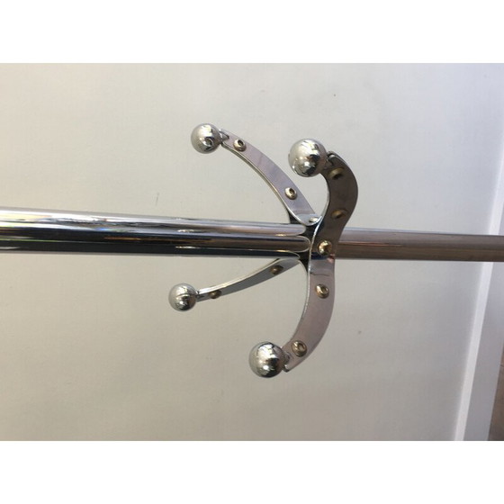 Image 1 of Vintage Riveted Chrome Coat Rack, 1980