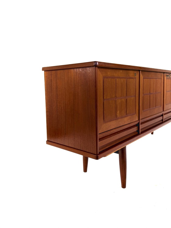 Image 1 of Vintage graphic teak sideboard, Nordas Stool ‘60