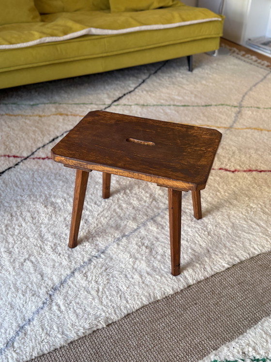 Image 1 of Antique Wooden Stool Milk Chair Stool Vintage wooden stool 