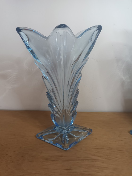 Image 1 of 2 Art Deco pressed glass vases