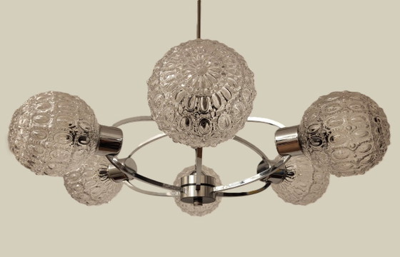 Sputnik lamp, presumably by Richard Essig, 6-light – Chandeliers, Chrome (photo 3 of 10)
