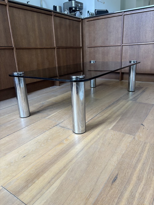 Table d'appoint vintage en verre style Marco Zanuso