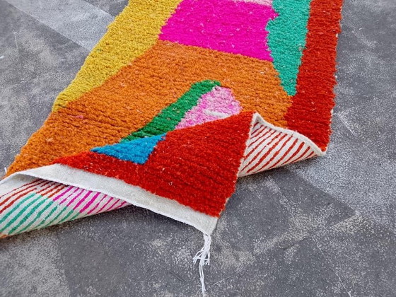 Image 1 of Alfombra de pasillo artesanal, de lana pura, hecha a mano según la tradición, tamaño 75/300 cm.