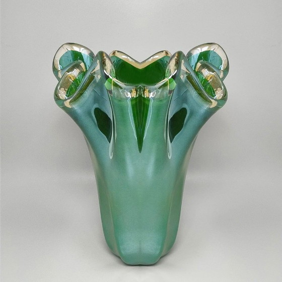 Image 1 of 1970s Exquisite "Fazzoletto" Murano Glass Vase by Dogi. Made in Italy