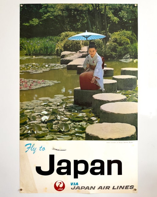 🛫 Fly to Japan — Inner Garden of Heian Shrine, Kyoto – c.1965 – Original Poster by Japan Air Lines |  100.5 × 62.5 cm | Japan